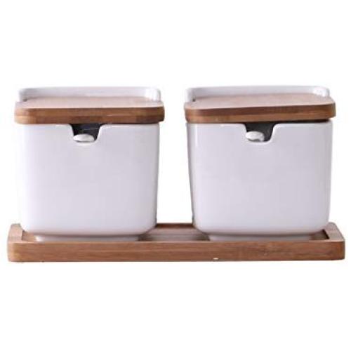 Spice jar set,Spice storage containers Small spice jars Ceramic spice jar Kitchen containers Ceramic spice jars with lid and spoon-B