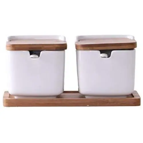 Spice jar set,Spice storage containers Small spice jars Ceramic spice jar Kitchen containers Ceramic spice jars with lid and spoon-B