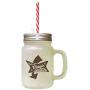 Brown This Is Where The Magic Happens Frosted Glass Mason Jar With Straw