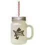 Brown This Is Where The Magic Happens Frosted Glass Mason Jar With Straw