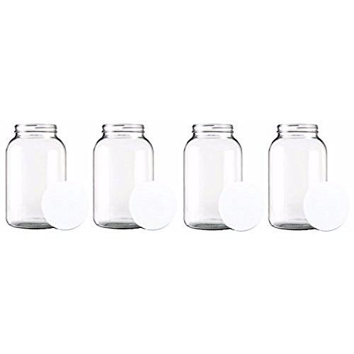 Home Brew Ohio One gallon Wide Mouth Glass Jar with Lid-Set of 4