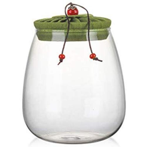 Clear Glass Candy Jar with Lid - Wide Mouth Preserving Jar Cookie Ball Container Tea Storage Canisters Food Storage Container (1000 ML/34 OZ,Green)