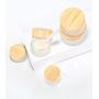 1PCS 50g/1.7oz Clear Frosted Glass Cream Jar Bottle Empty Refillable Travel Makeup Sample Packing Storage Container Vial Pot Holder Dispenser with Bamboo Lid and Inner Liner