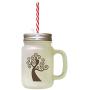 Brown Tree #1 Frosted Glass Mason Jar With Straw