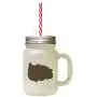 Brown British Shorthair Cat Silhouette #2 Frosted Glass Mason Jar With Straw Brown British Shorthair Cat Silhouette #2 Frosted Glass Mason Jar With Straw