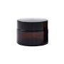 NANSHINE 5 Package 15ML Amber Round Glass Jars Empty Cosmetic Containers Dark Brown Glass Makeup Jar with Inner Liners and Black Screw Lid Cosmetic Cream Container
