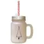 Navy Christmas Tree Style 1 Frosted Glass Mason Jar With Straw Navy Christmas Tree Style 1 Frosted Glass Mason Jar With Straw