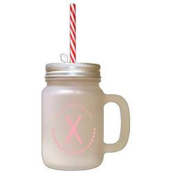 Soft Pink Alphabet X, X Ray, Xylophone Xoxo Frosted Glass Mason Jar With Straw