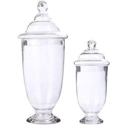 HOUSIYU Candy Jar Transparent Glass Storage Jar Suitable for Snack Cereal Storage, Decorative Candy Self-Service Cans Food Cans/Wedding Center, Two-Piece Set