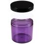 Beauticom 10 oz. (300g /300ML) (Quantity: 3 Packs) Thick Wall Round Leak Proof Clear Acrylic Jars with Lids for Cream, Salves (3 Pieces (3 Jars + Lids Together), PURPLE Base w/Black Lid)