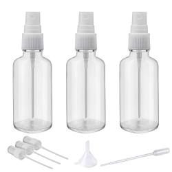 2oz Clear Glass Spray Bottles for Essential Oils, Small Spray Bottle with Plastic Sprayer - Set of 3