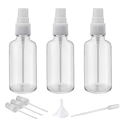 Bouteilles Vaporisatrices en Verre Clair de 2oz pour Huiles Essentielles, Petite Bouteille avec Pulvérisateur Plastique - Jeu de 3 Bouteilles Vaporisatrices en Verre Clair de 2oz pour Huiles Essentielles, Petite Bouteille avec Pulvérisateur Plastique - Jeu de 3