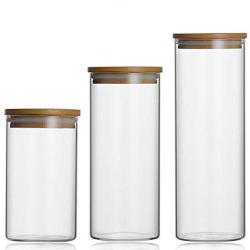 Food Storage Glass Jar No Lead Kitchen Storage Bottles Sealed Cans With Cover Large Capacity Candy Glass Jars Tea Box H10560,6.5X10Cm 2Pcs
