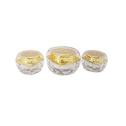 3 Pcs 5g/10g Empty Upscale Refillable Cosmetic Cream Container Bottle Holder Storage Jar Pot with Inner Pad for Eye Shadow Cream Nail Art(Gold) (5ml)