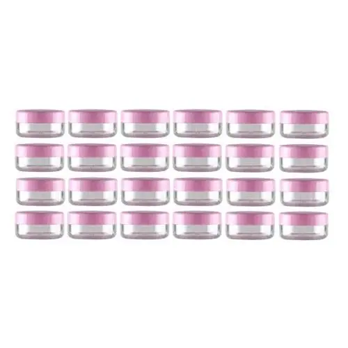 VASANA 24PCS 20g/0.68oz Empty Refill Clear Plastic Sample Cosmetic Jar Pots Eyshadow Packing Storage Container With Pink Screw Lid for Travel Make Up Cream Lotion Nails Powder Gems Beads Jewelry VASANA 24PCS 20g/0.68oz Empty Refill Clear Plastic Sample Cosmetic Jar Pots Eyshadow Packing Storage Container With Pink Screw Lid for Travel Make Up Cream Lotion Nails Powder Gems Beads Jewelry