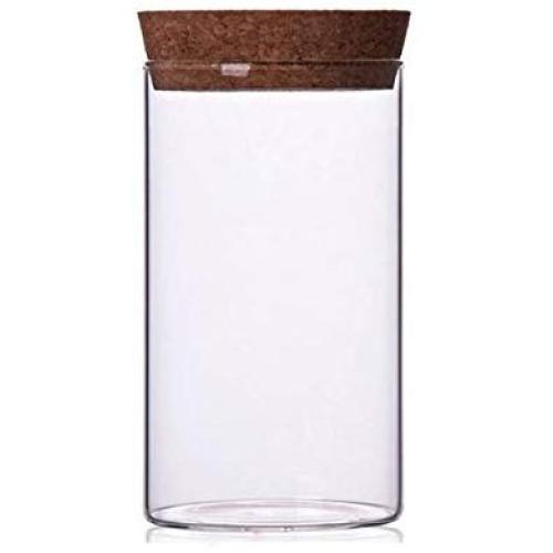joyMerit 2 PCS Clear Glass Jars,15cm Tall Glass Jars with Cork Stopper for Home Kitchen Herbs, Foods, Jams, Liquid, Canning Jars Spice Jars