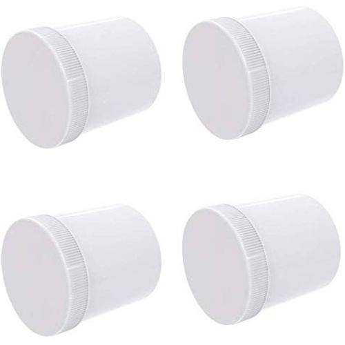 BPA Free White Round Wide Mouth Polypropylene (PP) Plastic Jars - 32 Oz. (1 Liter) - Lids & Line (Set of 4) For Cosmetics, Food, Multi-User