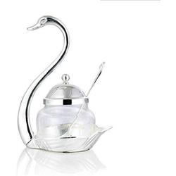 TNKML Glass Seasoning Jar Storage Jar With Spoon Kitchen Seasoning Jar Home Decoration Spice Container Creative Gift Fashion Seasoning Jar-Silver