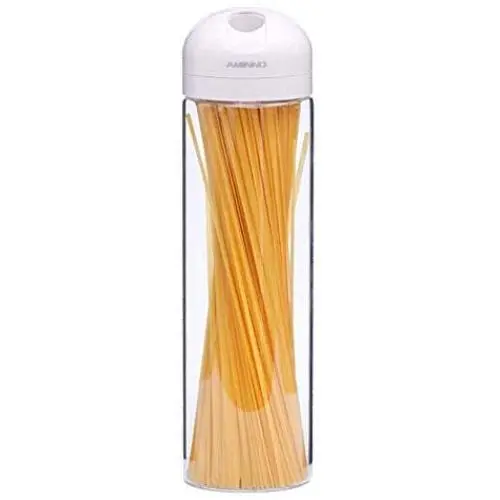 Hochschul-Holz-Glas-Flaschenversiegelung Lagerbehälter für Nudeln, Lebensmittel, Getreide, Kaffee – Küchenwerkzeuge (Farbe: Weiß)