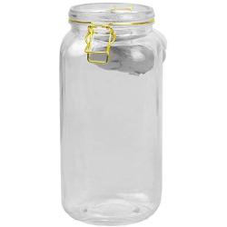 Home Basics GC45327 Proo 67 oz Canister with Marble Printed Ceramic Top (Gold) Airtight, Leak Proof, Wide Mouth French Glass Preserving Storage Mason Jar with Roun, Large, Clear