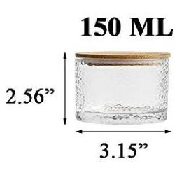 Danmu 2Pcs a Set 150 ML Lead Free Glass Jars Classic Hammer Pattern Glass Storage Jars Food Storage Jars with Airtight Bamboo Lids Coffee Bean Jar Cookies Flour Sugar Candy Spice Container