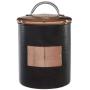 Premier Housewares Hammered Steel Storage Jar Biscuit Canister, 14x14x17cm, Black