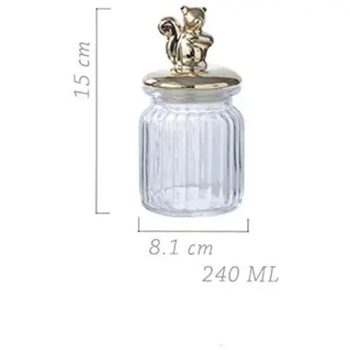 Gold-Plated Glass Sealed Storage Tank Makeup Cotton Swab Storage Kitchen Food Sealed Storage Jar,Squirrel S Gold-Plated Glass Sealed Storage Tank Makeup Cotton Swab Storage Kitchen Food Sealed Storage Jar,Squirrel S