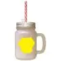 Gelber kleiner griechischer Domestic Dog Silhouette aus Frostglas Mason Jar mit Strohhalme