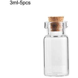 Glass Jars Bottles With Cork Stoppers 5pcs/pack Mini Glass Cork Bottles Empty Sample Jars Wishing Bottle Wedding Home Decoration Pendants Cork Stopper Storage Vial