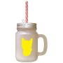 Yellow Tonkinese Cat Head Silhouette #2 Frosted Glass Mason Jar With Straw