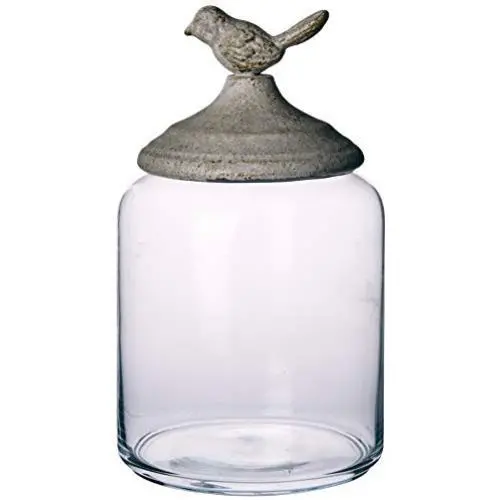Better & Best 2122042 ? Glass Jar Round, Under, Smooth, with White Lid with Birdie Better & Best 2122042 ? Glass Jar Round, Under, Smooth, with White Lid with Birdie