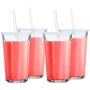 Set of 4 Working Drinking Glasses, Storage Jar with White Lid, 21-Ounce, Large Cooler Glass, All-Purpose Drinking cups