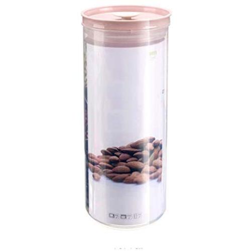 Kitchen Sealed Jar Plastic Bottle Transparent Grain Storage Box Zero Food Dried Fruit Bean Candy Storage Tank (Color : Pink, Size : S)