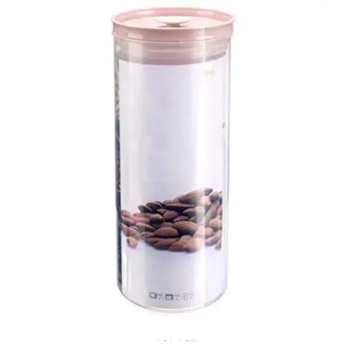 Kitchen Sealed Jar Plastic Bottle Transparent Grain Storage Box Zero Food Dried Fruit Bean Candy Storage Tank (Color : Pink, Size : S)
