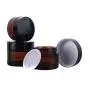 3PCS Leere Bernstein Glas Flaschen Behälter Gläser mit Schwarzen Kappen und Weißen Innenliner für Make-up Creme Lotion Lippenbalsam Pulver Salben