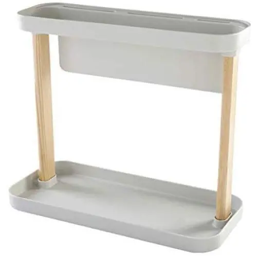 Étagère d'rangement pour épices en 2 niveaux, support de bouteilles libre-service, pour comptoir de cuisine salle de bain, organisateur de rangement en plastique, étagère polyvalente pour bureau et maison. Étagère d'rangement pour épices en 2 niveaux, support de bouteilles libre-service, pour comptoir de cuisine salle de bain, organisateur de rangement en plastique, étagère polyvalente pour bureau et maison.