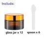1 Oz Glass Cream Jars with Gold Lid, Empty Amber Glass Containers, Refillable Cosmetic Vials for Salve, Lotion, Ointment (12 PCS) 1 Oz Glass Cream Jars with Gold Lid, Empty Amber Glass Containers, Refillable Cosmetic Vials for Salve, Lotion, Ointment (12 PCS)