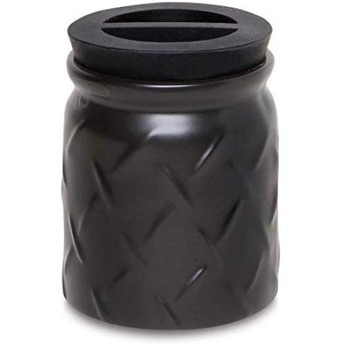 2oz Herbs Jar Ceramic Storage Jar for Herbs & Wax Hidden Double Function Compartment Lid Safely Stashes Concentrates Air-Tight Silicone Technology Ensures Your Herbs Stay Fresh Black Diamond Plate