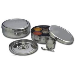 Spice Container - Masala Dabba - 7 Compartments, masala box,steel masala dabba,Spice container box,stainless steel spice box indian masala dabba with 7 spice containers,Stainless Steel Masala Dabba