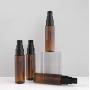 6PCS 30ml/1oz Empty Refill Plastic Pump Vial Packing Bottle Durable Cosmetic Makeup Cream Jar Pot Storage Container Holder with Clear Lid for Makeup Face Cream Emulsion Essential Oil Dispenser(Brown)