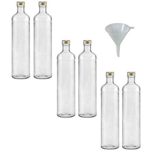 Viva Haushaltswaren 6 Glass Bottles 500 ml with Screw Tops for Self-Filling with Filling Funnel 9.5 cm