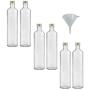 Viva Haushaltswaren 6 Glass Bottles 500 ml with Screw Tops for Self-Filling with Filling Funnel 9.5 cm