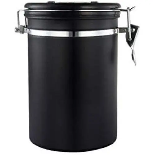Contenant en Acier Inox pour Graines de Café – Joint Hermétique Noir Contenant en Acier Inox pour Graines de Café – Joint Hermétique Noir