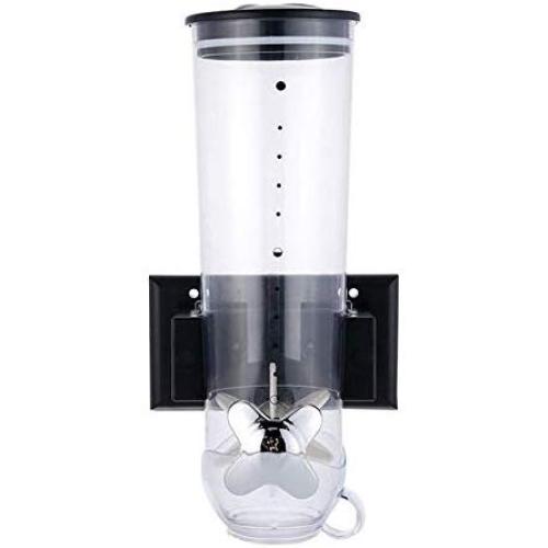 YJYdada Cereal Dispenser Double Single Dry Food Snack Grain Canister Plastic Storage (Black)