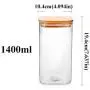 Contenants de Rangement en Verre - Bocal en Verre avec Couvercle en Bambou Ensemble de Rangement pour Alimentation, Thé, Café, Sucre, Grande Quantité, Bocal en Verre Carré Contenants de Rangement en Verre - Bocal en Verre avec Couvercle en Bambou Ensemble de Rangement pour Alimentation, Thé, Café, Sucre, Grande Quantité, Bocal en Verre Carré