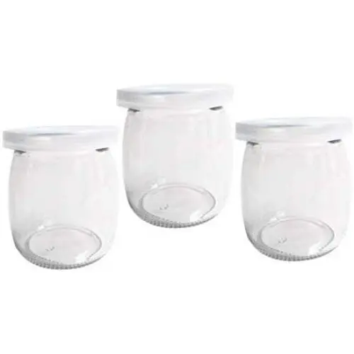 Sunormi 200ml Pudding Yogurt Glass Jars With Plastic Lids 6oz,Pack of 3 Sunormi 200ml Pudding Yogurt Glass Jars With Plastic Lids 6oz,Pack of 3