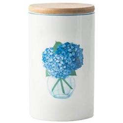 OnePine 600ml Food Storage Jar with Sealed Bamboo Lid, Flower Pattern Ceramic Coffee Canister for Tea Sugar Coffee Bean Nuts Grain