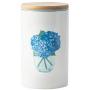 OnePine 600ml Food Storage Jar with Sealed Bamboo Lid, Flower Pattern Ceramic Coffee Canister for Tea Sugar Coffee Bean Nuts Grain