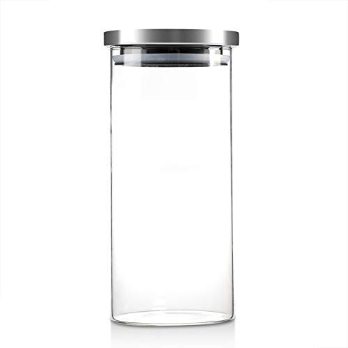 Glass Food Storage Jar - 1000ml Glass Storage Jar Coffee Beans Kitchen Food Container Stainless Steel Lid