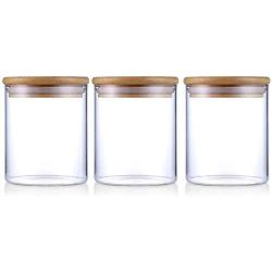 TNKML Glass Seasoning Jar Spice Jar Glass Storage Tank With Glass Lid Kitchen Food Container To Make It Sealed 500Ml 3 Pack